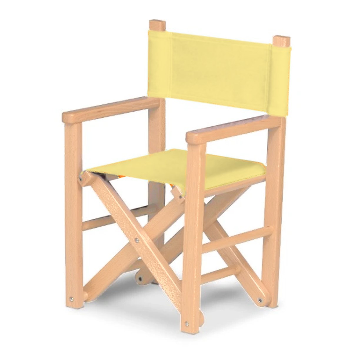 Fauteuil metteur en scène enfant Dakota — vernis naturel, toile Jaune paille 087