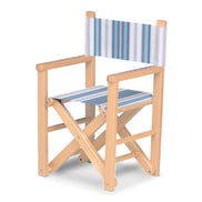 Fauteuil metteur en scène enfant Dakota — vernis naturel, toile Rayé multicolore bleu 153