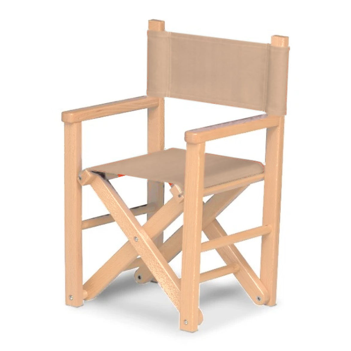 Fauteuil metteur en scène enfant Dakota — vernis naturel, toile Rayé beige écru 512