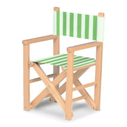 Fauteuil metteur en scène enfant Dakota — vernis naturel, toile Rayé blanc vert 569