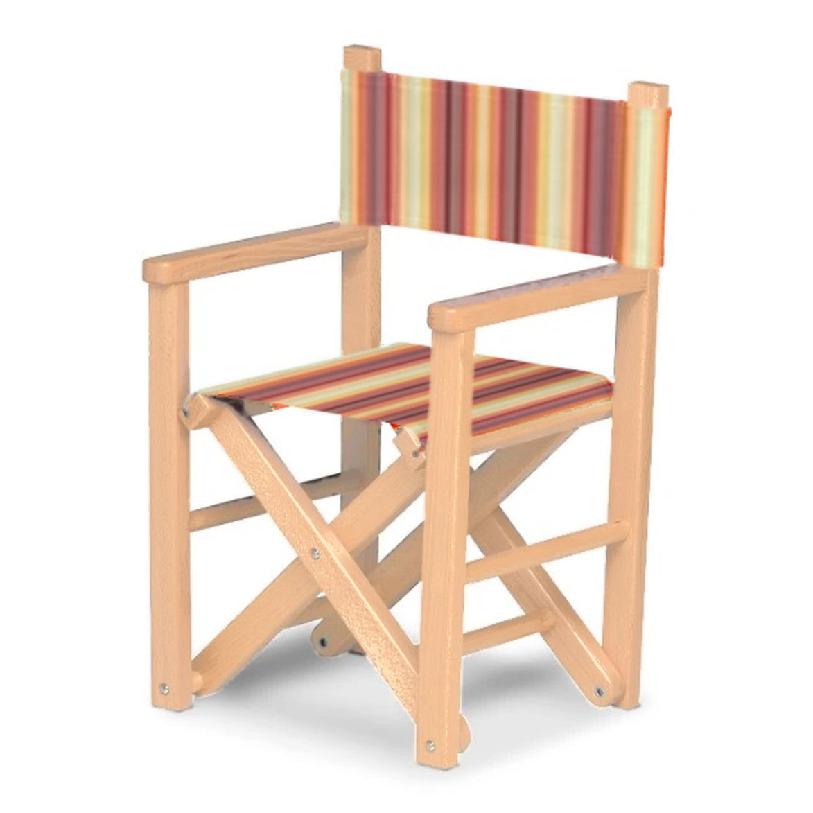 Fauteuil metteur en scène enfant Dakota — vernis naturel, toile Rayé multicolore 622