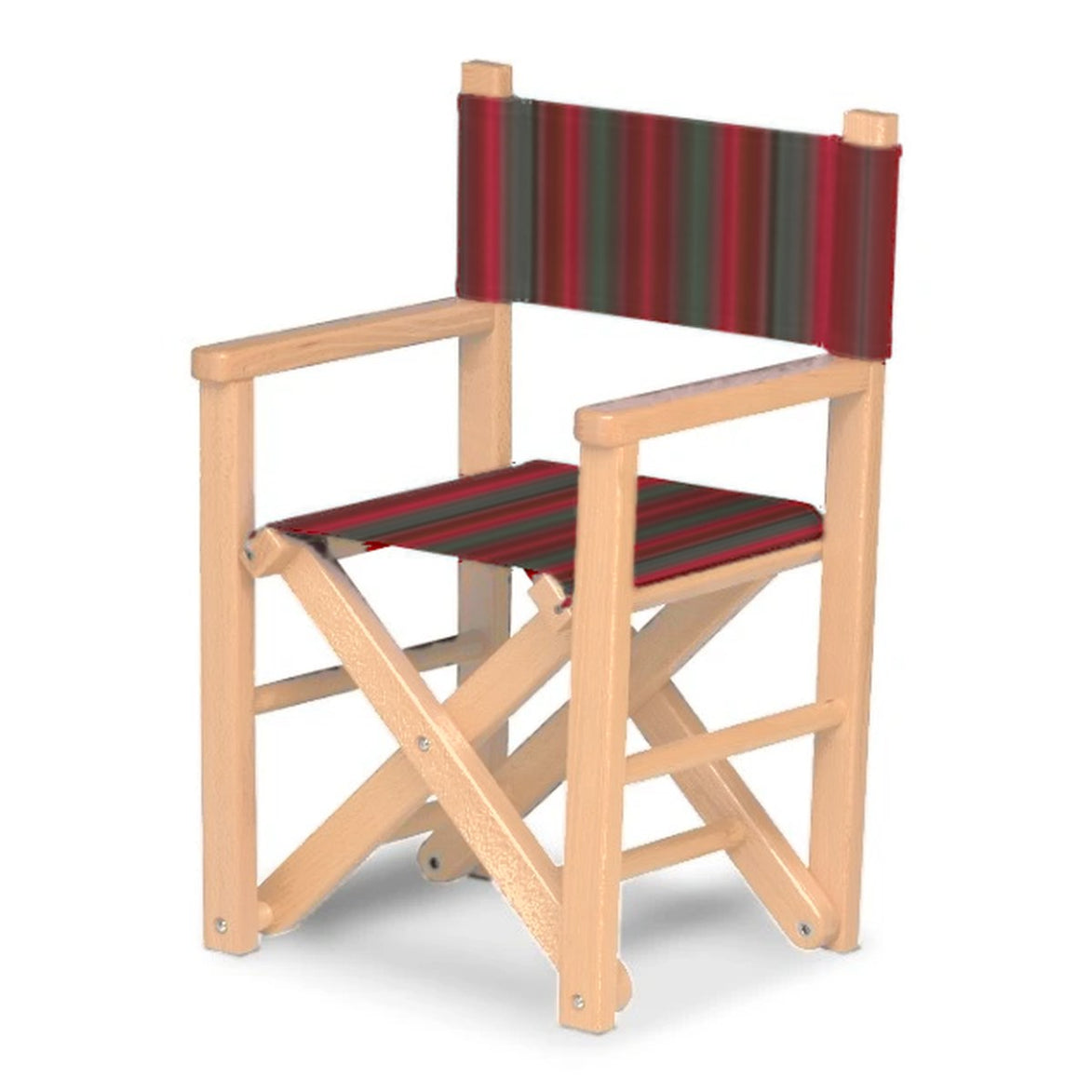 Fauteuil metteur en scène enfant Dakota — vernis naturel, toile Rayé multicolore rouge 662