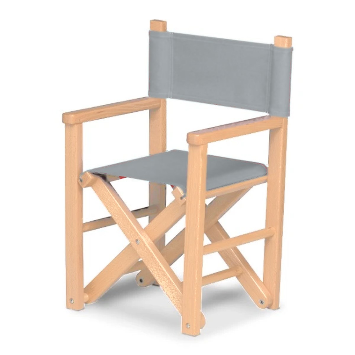 Fauteuil metteur en scène enfant Dakota — vernis naturel, toile Screen gris