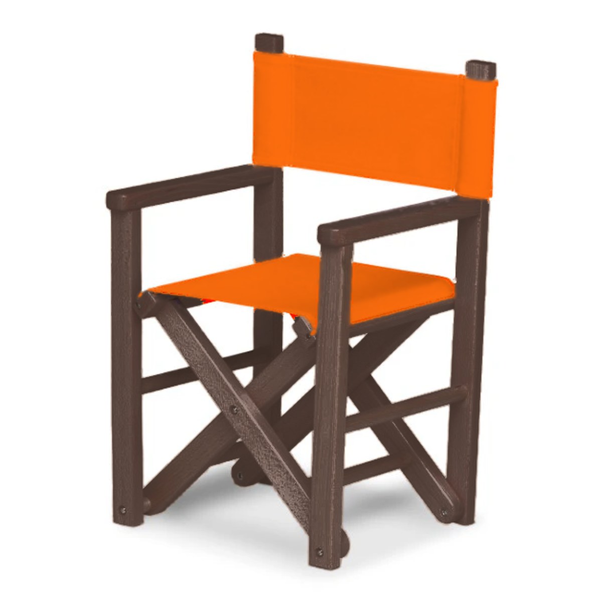 Fauteuil metteur en scène enfant Dakota — vernis noyer, toile Orange 004