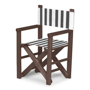 Fauteuil metteur en scène enfant Dakota — vernis noyer, toile Rayé blanc noir 014