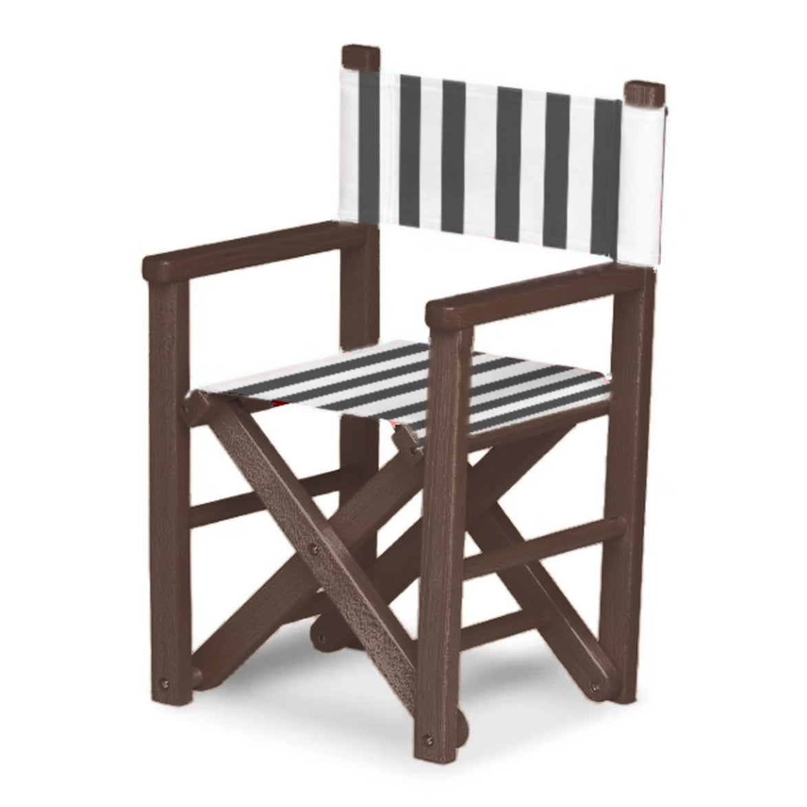 Fauteuil metteur en scène enfant Dakota — vernis noyer, toile Rayé blanc noir 014