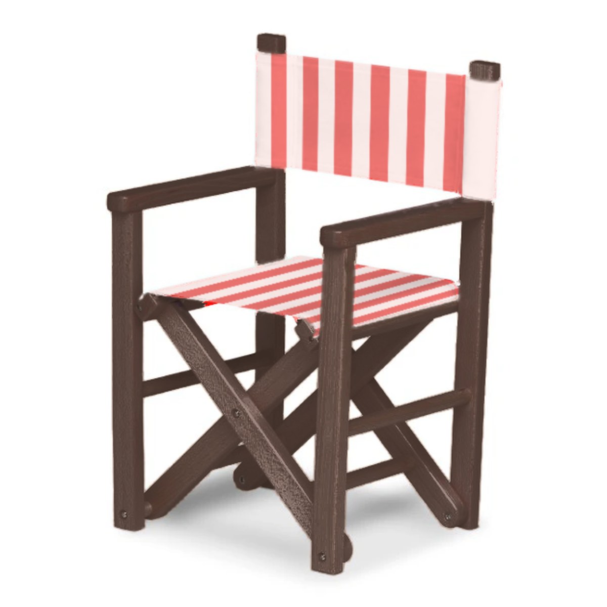 Fauteuil metteur en scène enfant Dakota — vernis noyer, toile Rayé blanc rouge 028