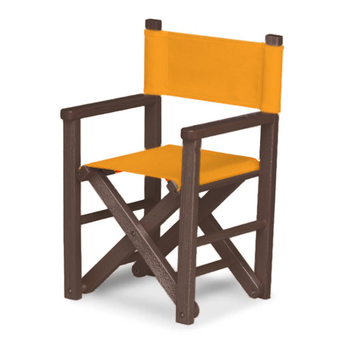Fauteuil metteur en scène enfant Dakota — vernis noyer, toile Mandarine 066