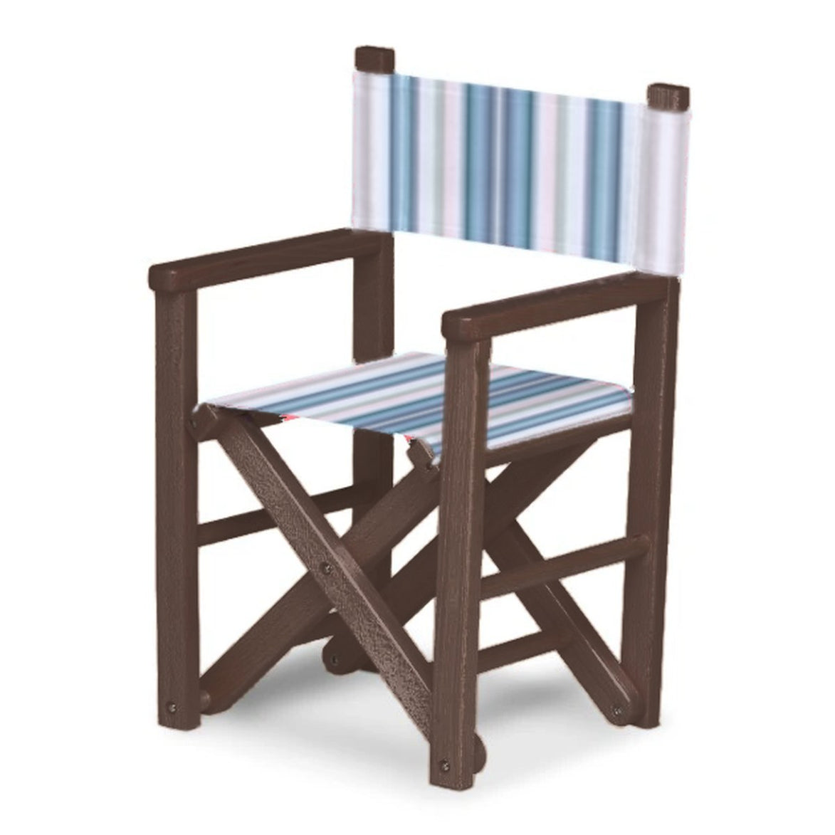 Fauteuil metteur en scène enfant Dakota — vernis noyer, toile Rayé multicolore bleu 153