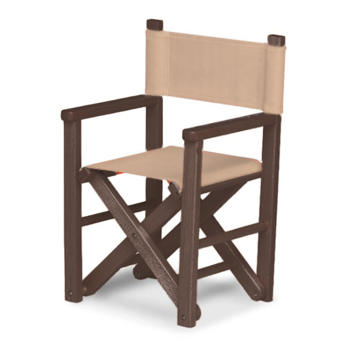 Fauteuil metteur en scène enfant Dakota — vernis noyer, toile Rayé beige écru 512