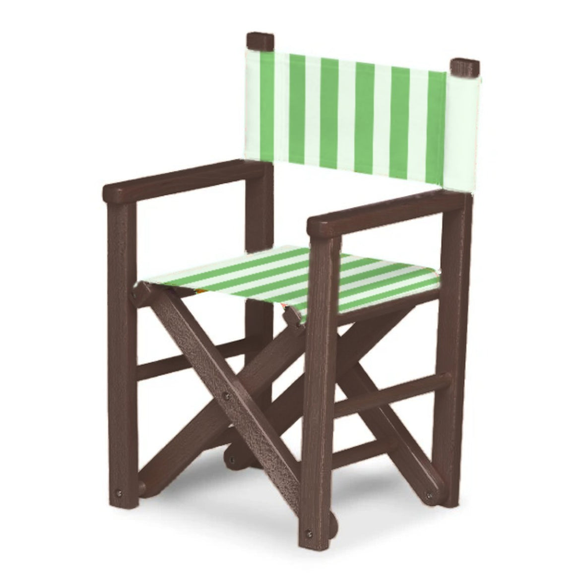 Fauteuil metteur en scène enfant Dakota — vernis noyer, toile Rayé blanc vert 569
