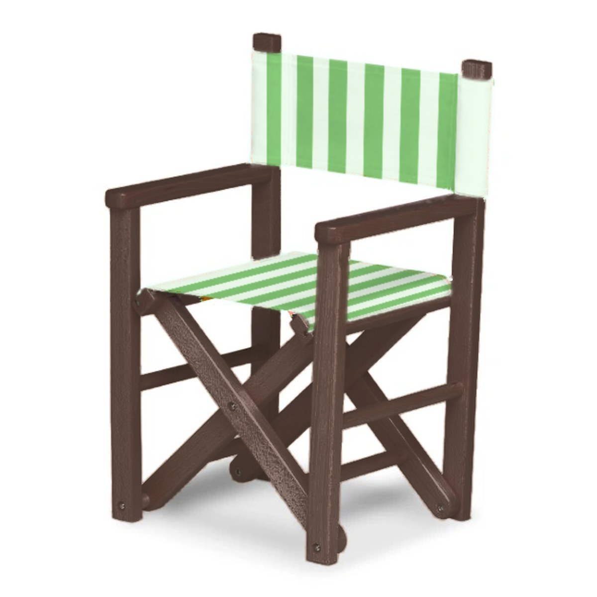 Fauteuil metteur en scène enfant Dakota — vernis noyer, toile Rayé blanc vert 569