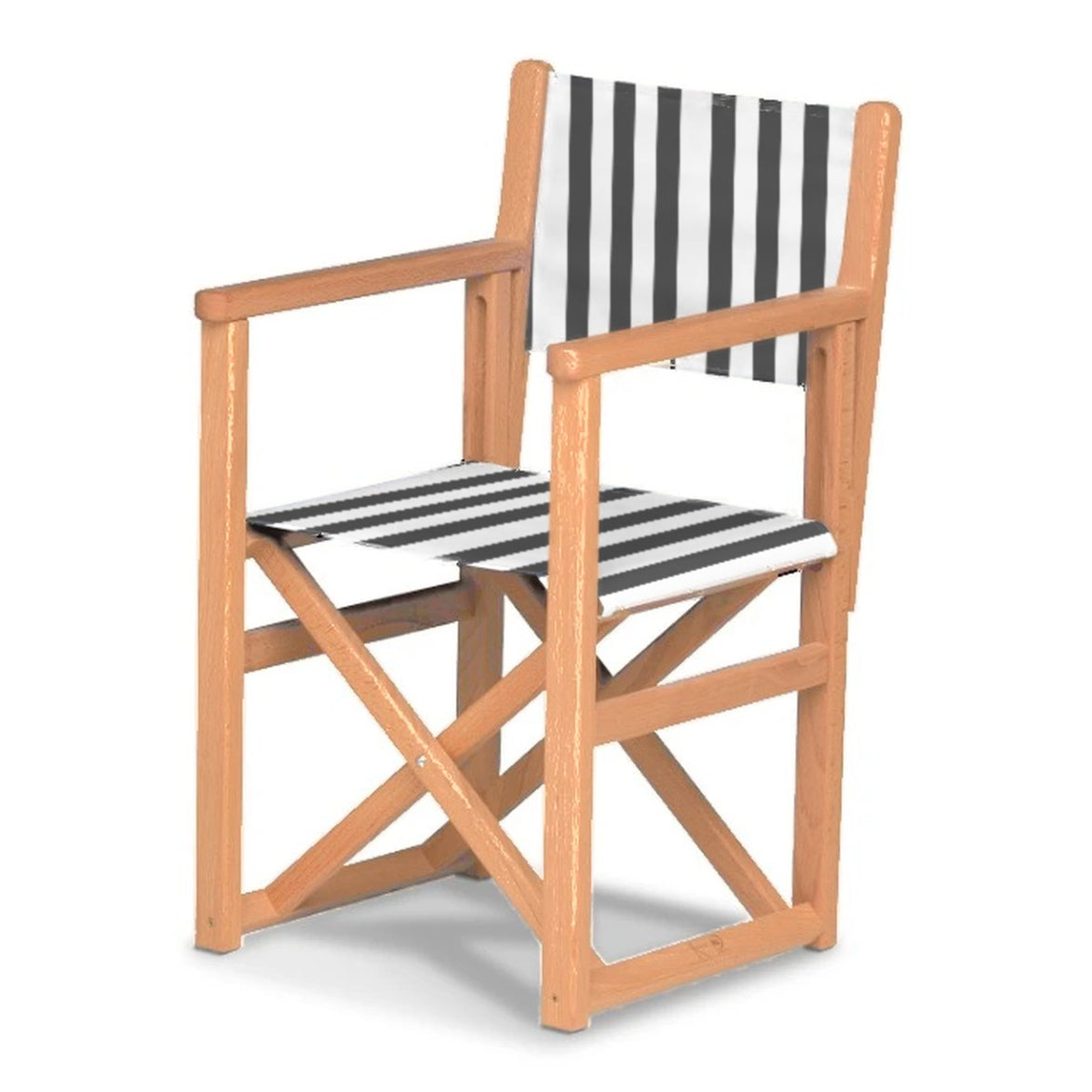 Fauteuil metteur en scène enfant Hollywood — huile de lin, toile Rayé blanc noir 014