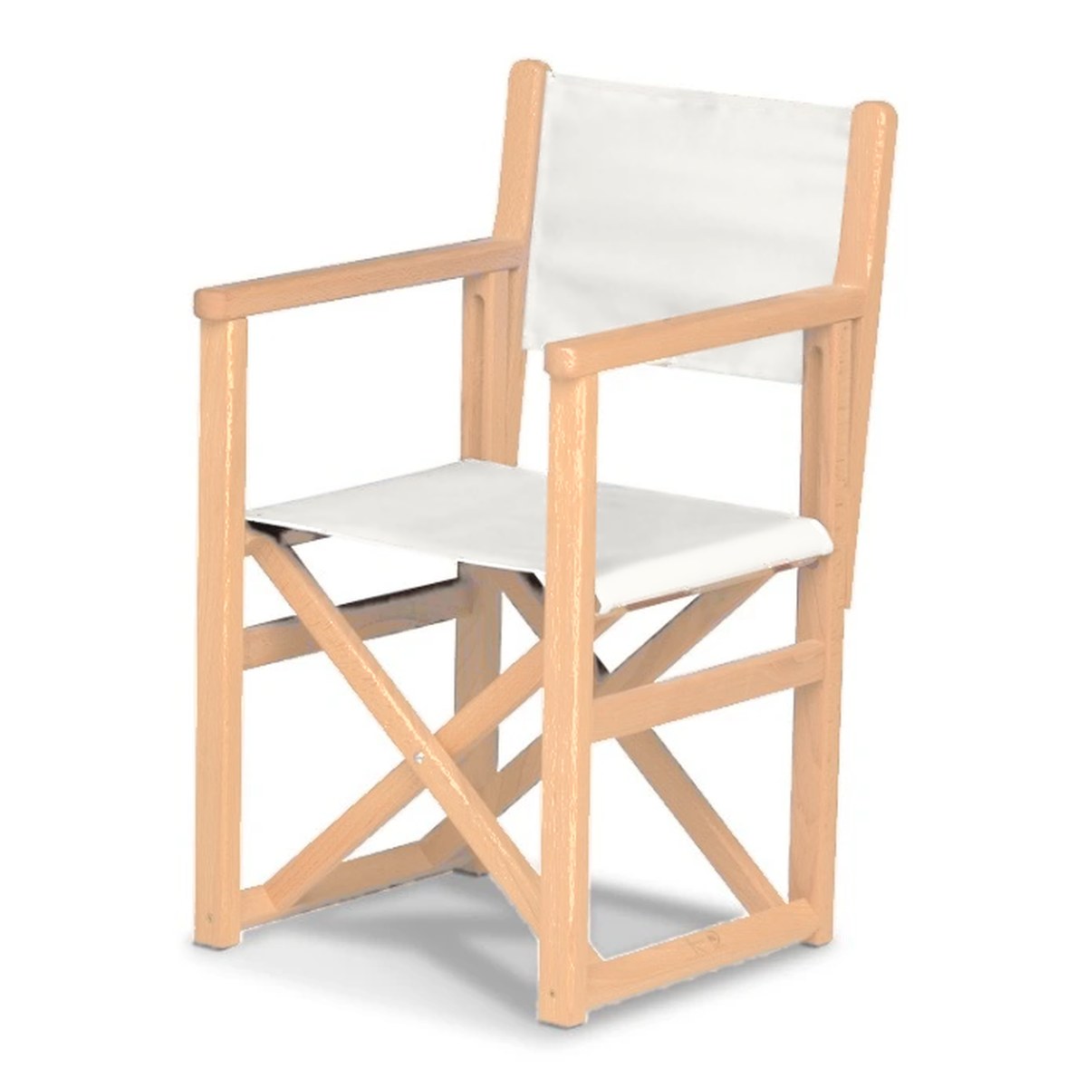 Fauteuil metteur en scène enfant Hollywood — vernis naturel, toile Blanc 001