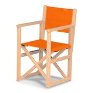 Fauteuil metteur en scène enfant Hollywood — vernis naturel, toile Orange 004