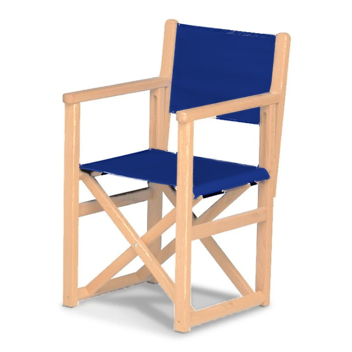 Fauteuil metteur en scène enfant Hollywood — vernis naturel, toile Bleu roi 007