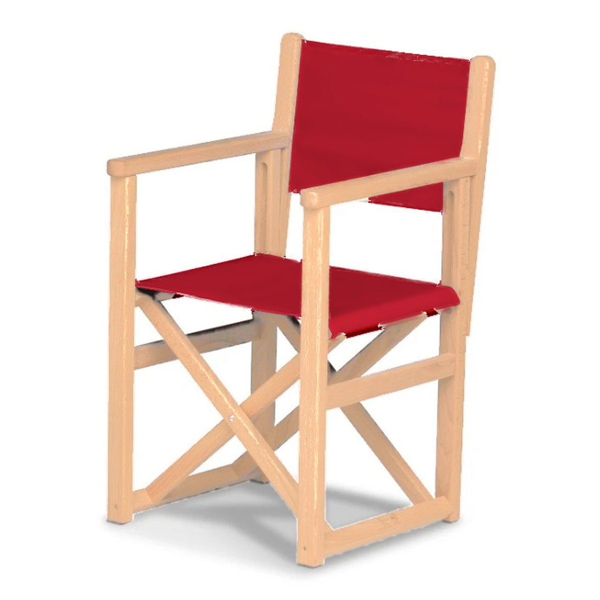 Fauteuil metteur en scène enfant Hollywood — vernis naturel, toile Rouge 035