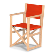 Fauteuil metteur en scène enfant Hollywood — vernis naturel, toile Rouge vif 040