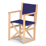 Fauteuil metteur en scène enfant Hollywood — vernis naturel, toile Bleu nuit 063