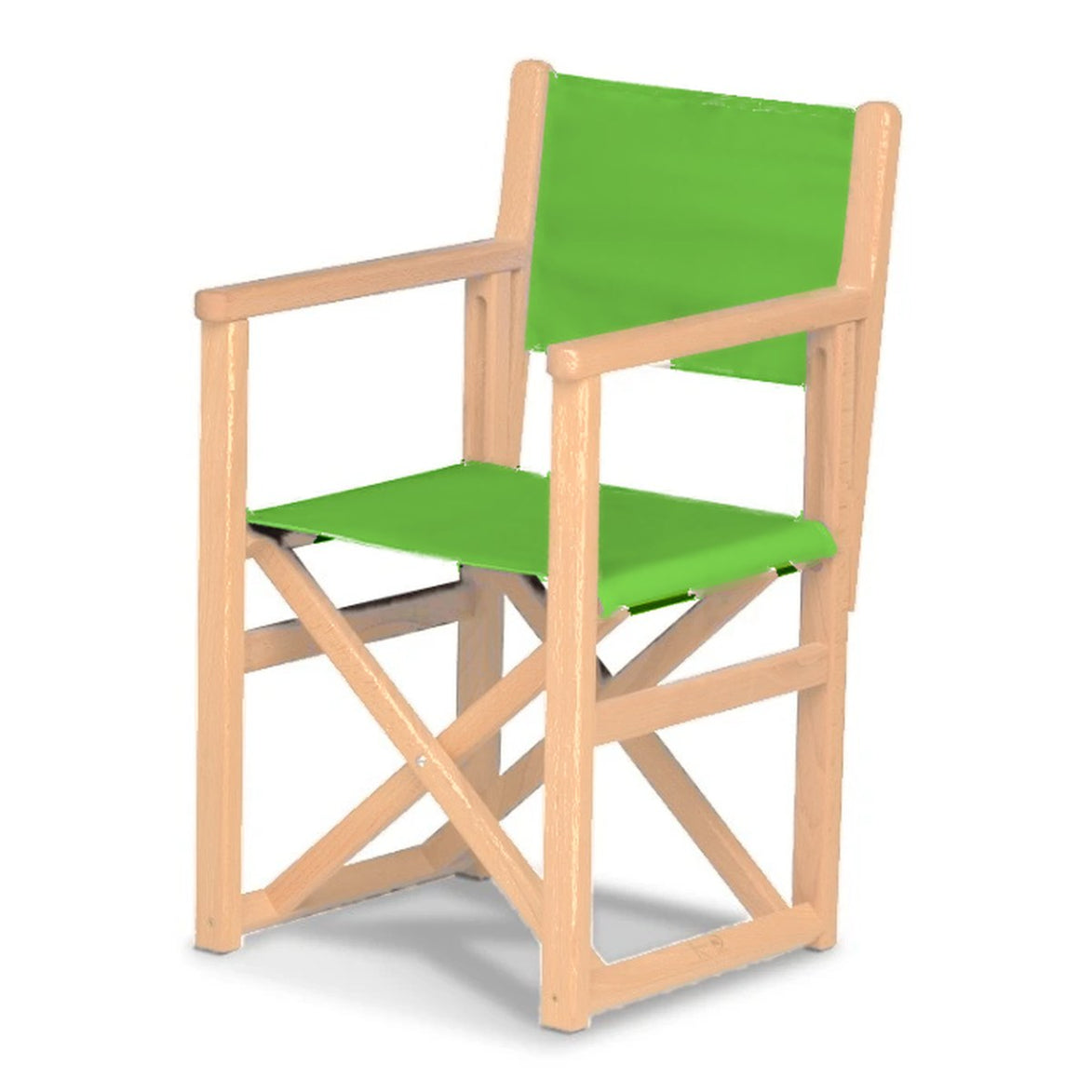 Fauteuil metteur en scène enfant Hollywood — vernis naturel, toile Vert pistache 064