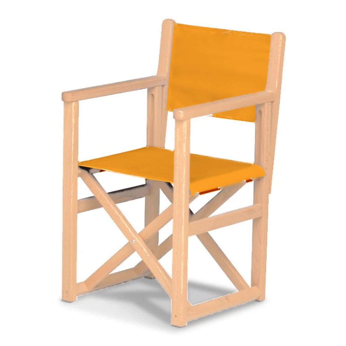 Fauteuil metteur en scène enfant Hollywood — vernis naturel, toile Mandarine 066