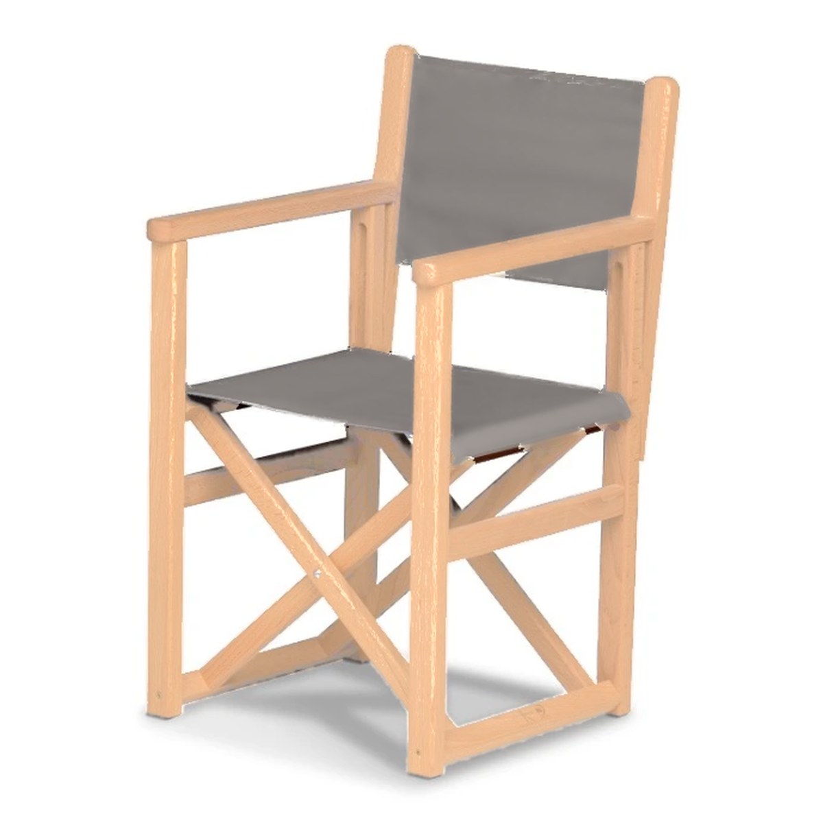 Fauteuil metteur en scène enfant Hollywood — vernis naturel, toile Gris clair 067