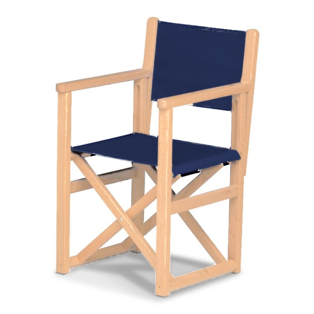 Fauteuil metteur en scène enfant Hollywood — vernis naturel, toile Bleu marine 077