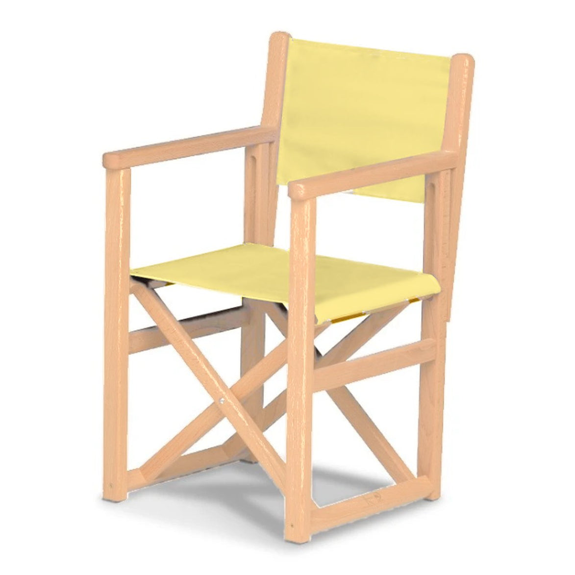 Fauteuil metteur en scène enfant Hollywood — vernis naturel, toile Jaune paille 087
