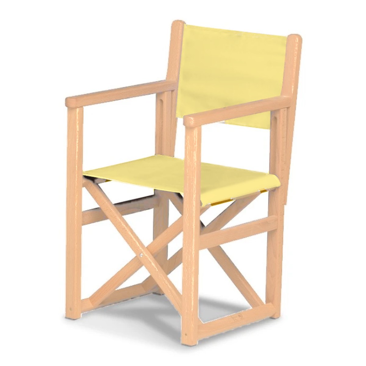 Fauteuil metteur en scène enfant Hollywood — vernis naturel, toile Jaune paille 087