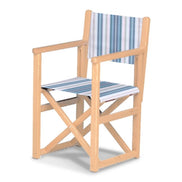 Fauteuil metteur en scène enfant Hollywood — vernis naturel, toile Rayé multicolore bleu 153