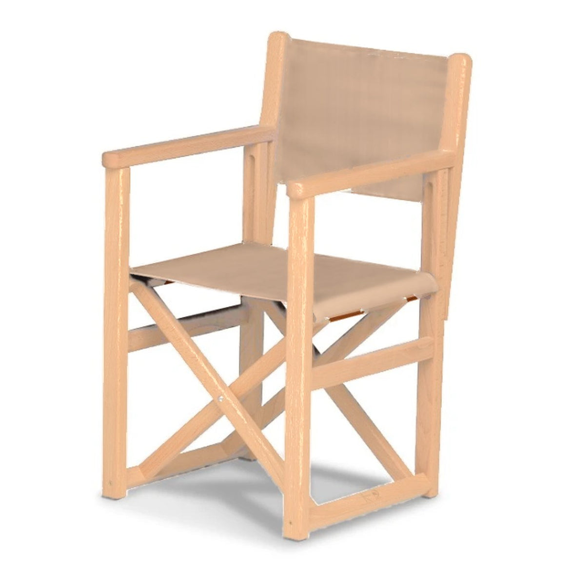Fauteuil metteur en scène enfant Hollywood — vernis naturel, toile Rayé beige écru 512