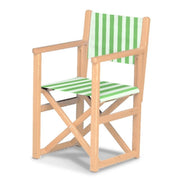 Fauteuil metteur en scène enfant Hollywood — vernis naturel, toile Rayé blanc vert 569