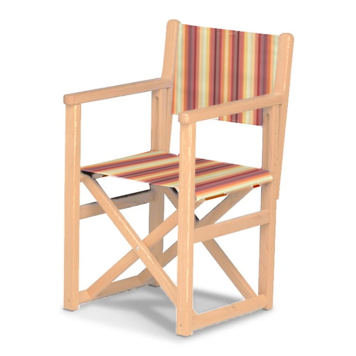 Fauteuil metteur en scène enfant Hollywood — vernis naturel, toile Rayé multicolore 622