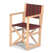 Fauteuil metteur en scène enfant Hollywood — vernis naturel, toile Rayé multicolore rouge 662