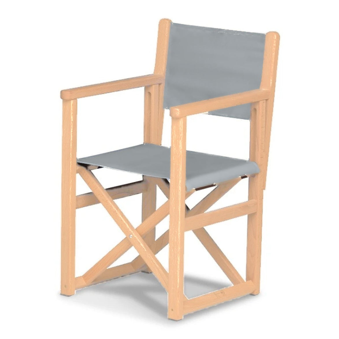 Fauteuil metteur en scène enfant Hollywood — vernis naturel, toile Screen gris