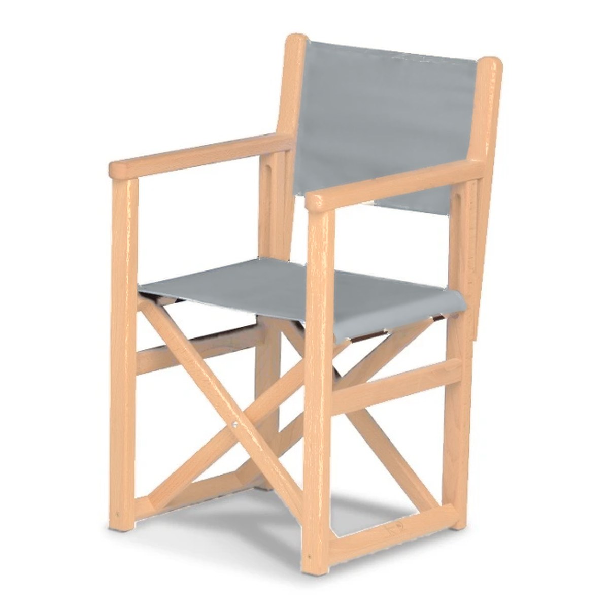 Fauteuil metteur en scène enfant Hollywood — vernis naturel, toile Screen gris