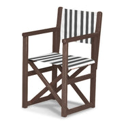 Fauteuil metteur en scène enfant Hollywood — vernis noyer, toile Rayé blanc noir 014