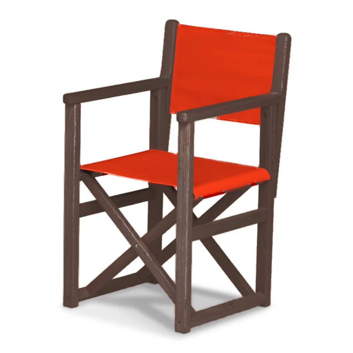 Fauteuil metteur en scène enfant Hollywood — vernis noyer, toile Rouge vif 040