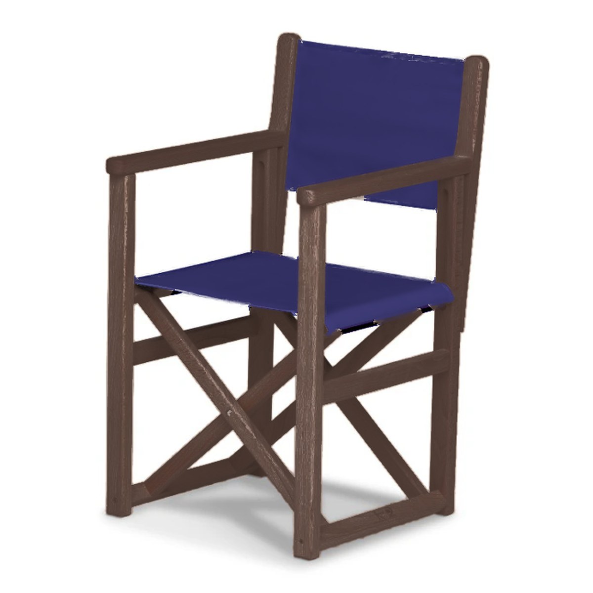 Fauteuil metteur en scène enfant Hollywood — vernis noyer, toile Bleu nuit 063