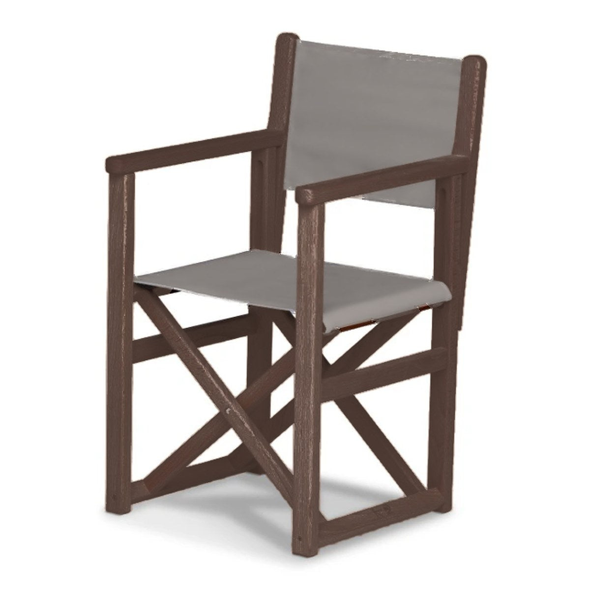 Fauteuil metteur en scène enfant Hollywood — vernis noyer, toile Gris clair 067