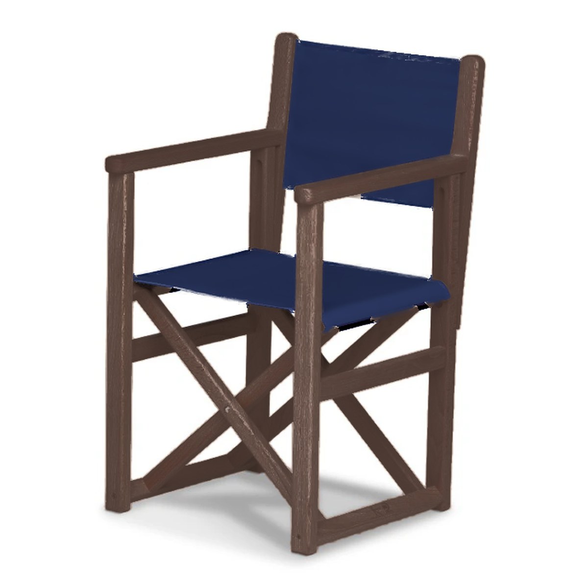 Fauteuil metteur en scène enfant Hollywood — vernis noyer, toile Bleu marine 077