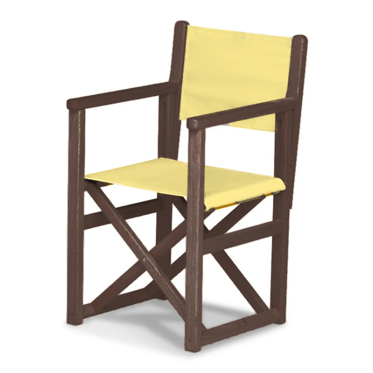 Fauteuil metteur en scène enfant Hollywood — vernis noyer, toile Jaune paille 087