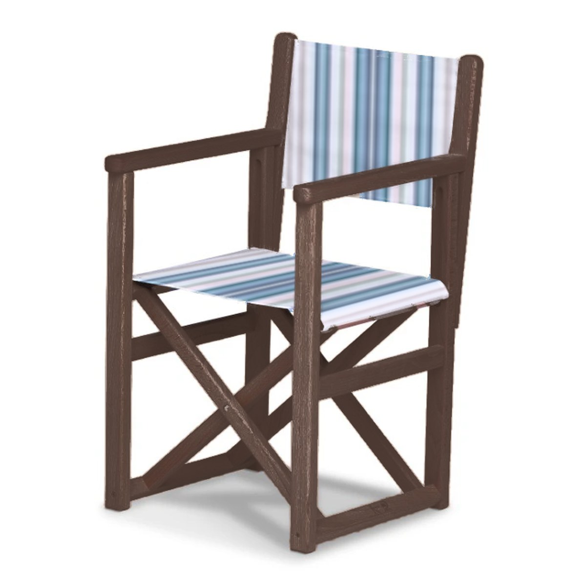 Fauteuil metteur en scène enfant Hollywood — vernis noyer, toile Rayé multicolore bleu 153