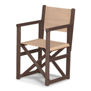 Fauteuil metteur en scène enfant Hollywood — vernis noyer, toile Rayé beige écru 512