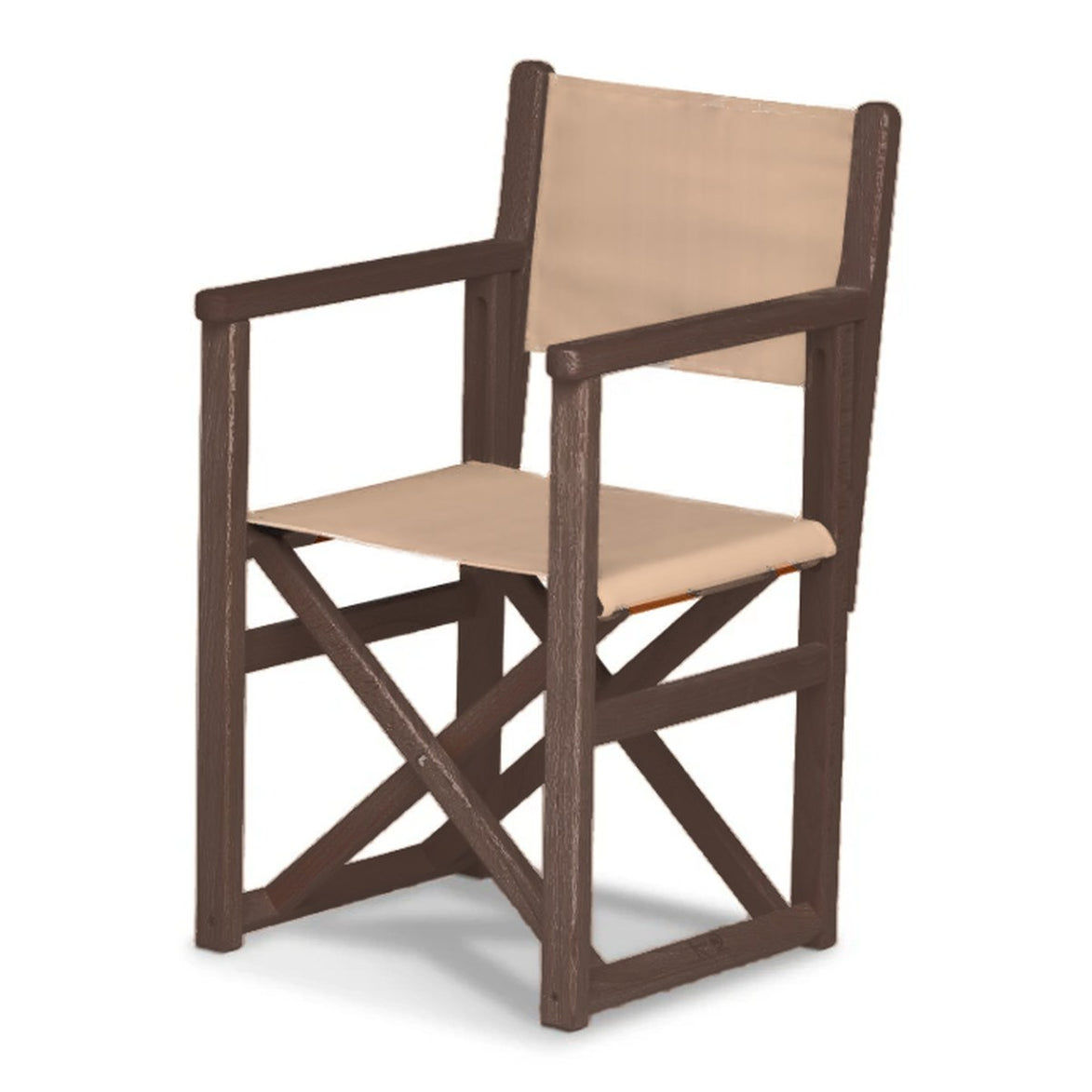 Fauteuil metteur en scène enfant Hollywood — vernis noyer, toile Rayé beige écru 512