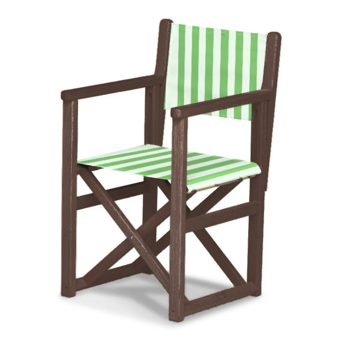 Fauteuil metteur en scène enfant Hollywood — vernis noyer, toile Rayé blanc vert 569