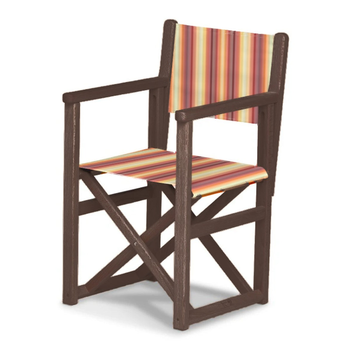 Fauteuil metteur en scène enfant Hollywood — vernis noyer, toile Rayé multicolore 622