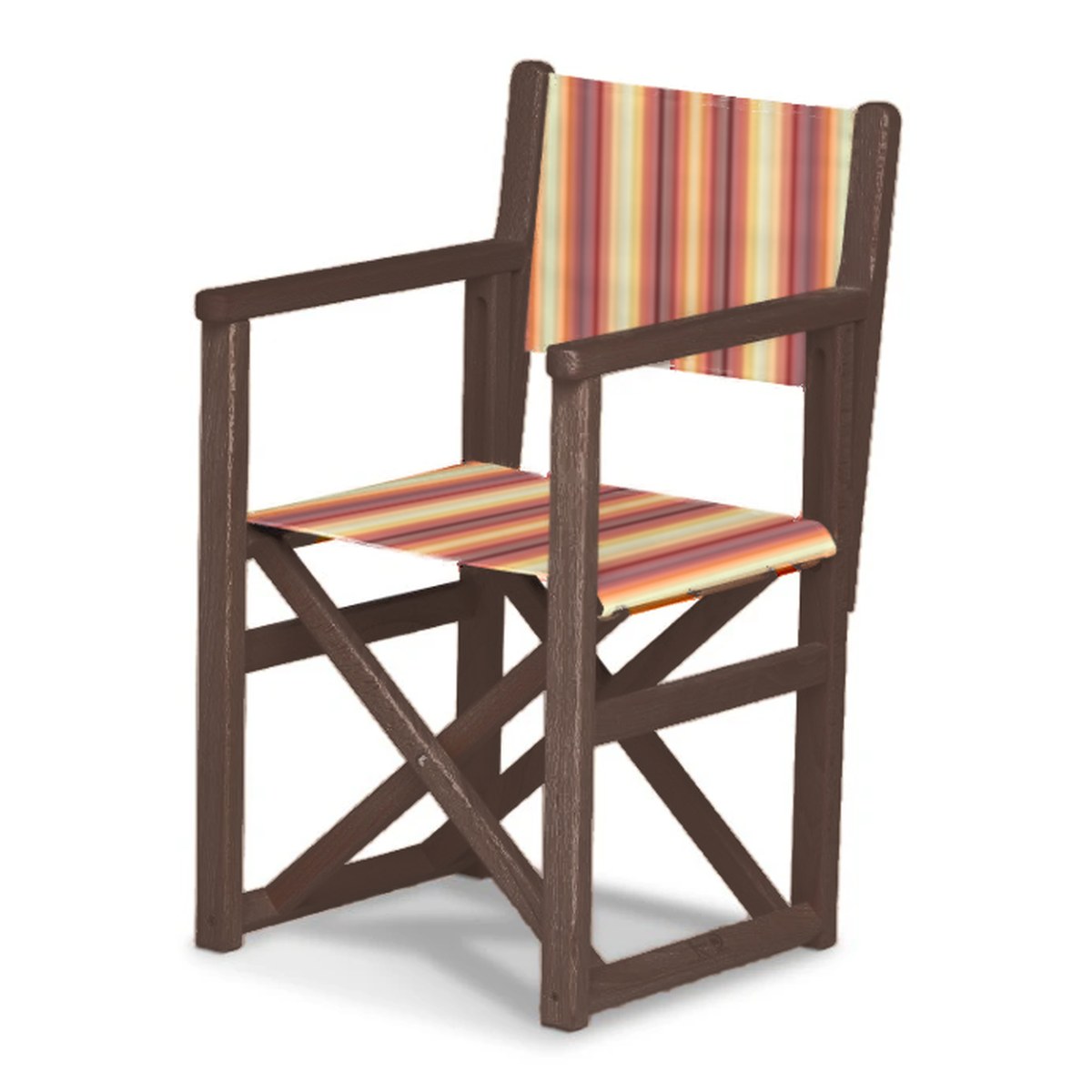 Fauteuil metteur en scène enfant Hollywood — vernis noyer, toile Rayé multicolore 622