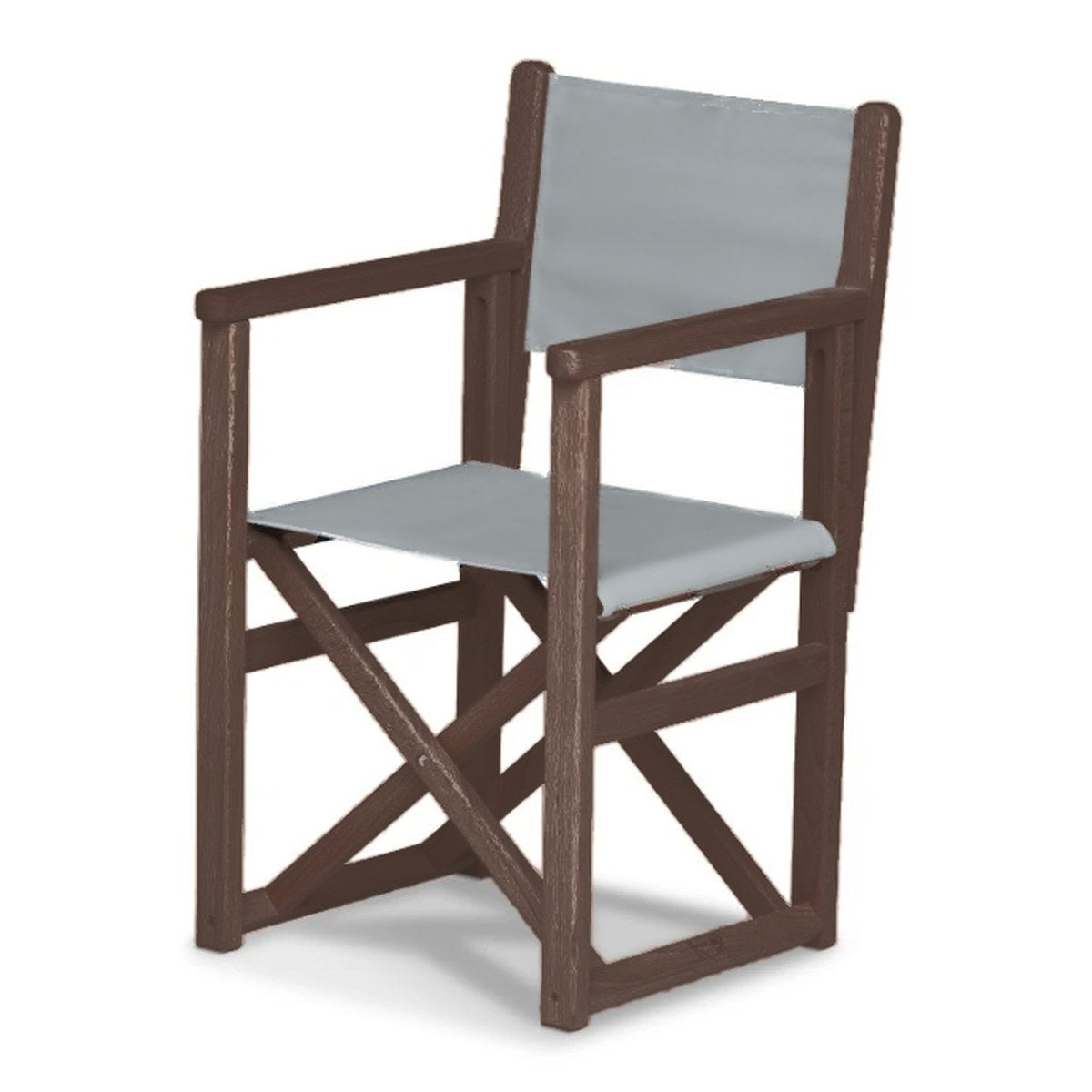Fauteuil metteur en scène enfant Hollywood — vernis noyer, toile Screen gris
