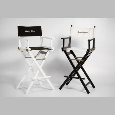 Fauteuils metteur en scène hauts Cinéma laqués, toiles noire et blanche